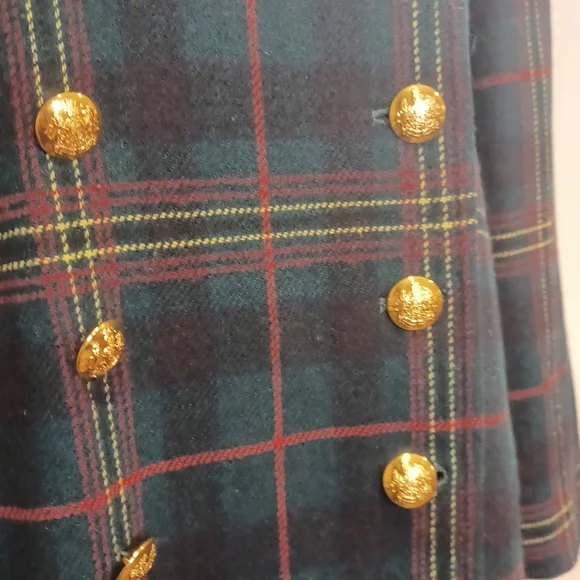 Vintage Lauren Ralph Lauren Plaid Wool Double Breasted Coat Size Medium - Picture 4 of 10